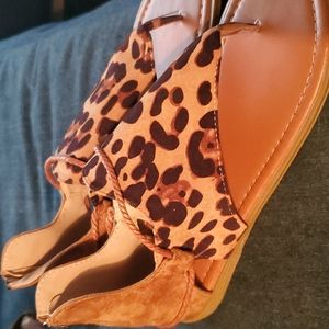 Animal Print Sandals, 9.5,Tilocow